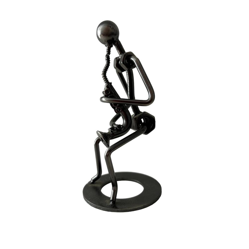 Saxophonist Saxophone Player Folk Art Sculpture Brass Instrument Figurine